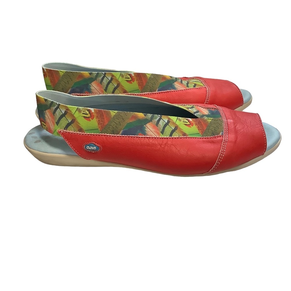 CLOUD‎ CALIBER NAPPA LEATHER RED FLAT SHOES SIZE 41